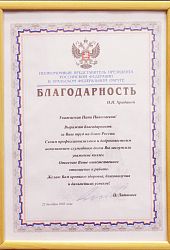 Благодарность полпред УРФО